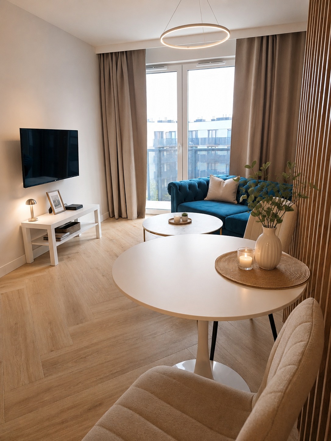 Kallos Apartment Portovo — pokój z aneksem kuchennym